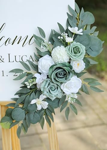 Udoula Artificial Sage Green Wedding Arch Flowers Swags Set of 2