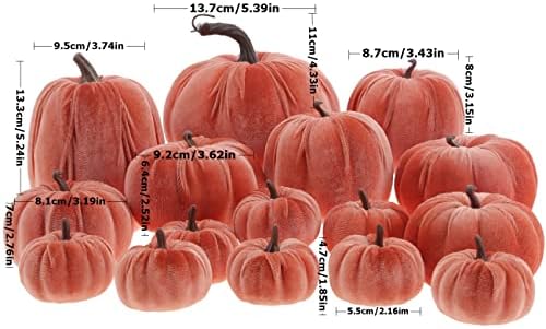 16Pcs Artificial Velvet Pumpkins Halloween Autumn Decor Thanksgiving Centerpiece