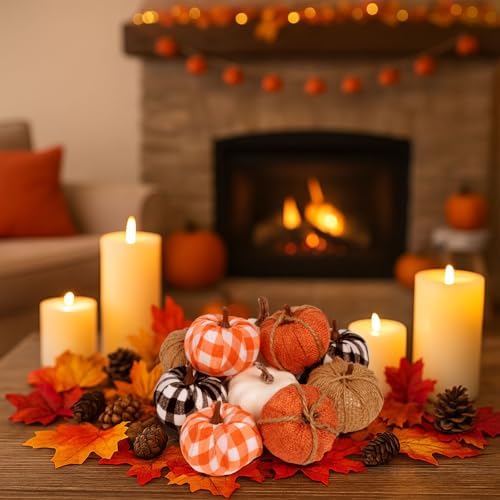 HAKACC 10PCS Artificial Pumpkins Fall Decor