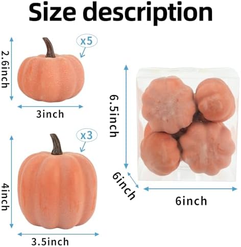 8pcs Plastic Pumpkins for Thanksgiving Centerpiece Autumn Decor