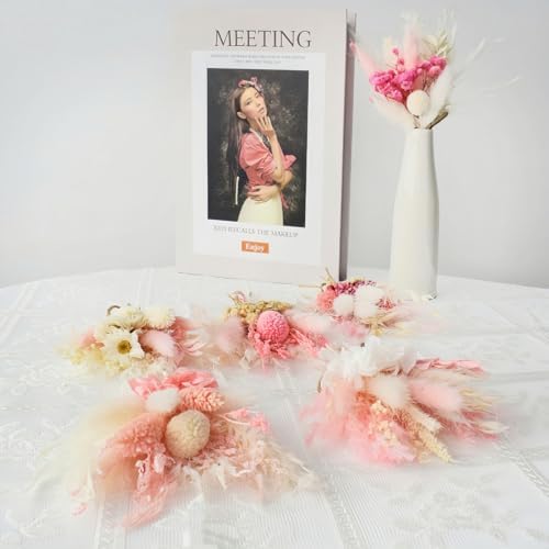 Cenyn 6 Pack Pink Boho Dried Flower Bouquets
