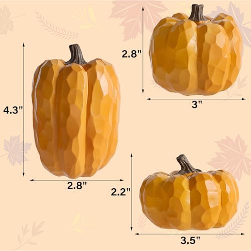 Winemana Artificial Yellow Pumpkin Centerpiece Set of 3