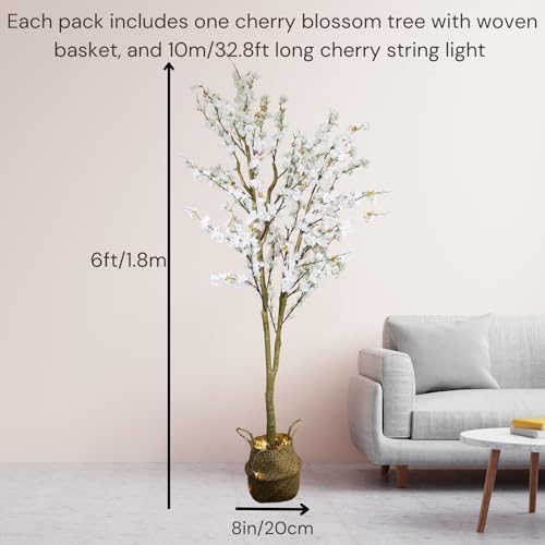 6ft Light Up Cherry Blossom Tree with Plant Basket
