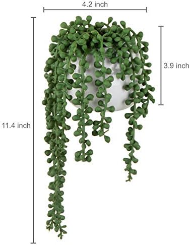 MyGift Artificial String of Pearls Wall Hanging Plant Set of 2