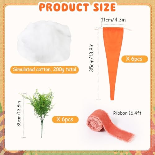 6 Pcs Easter Artificial Carrots Decor Set