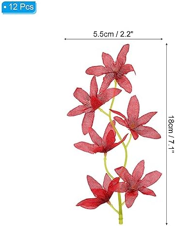 PATIKIL Red Artificial Orchid Flowers 12 Pcs Cylinder Vase Fillers