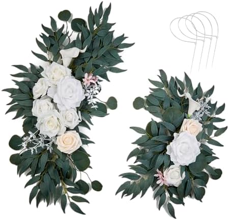 AitnWoy 28 Inch White Wedding Arch Flowers Decor Kit