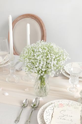 Babys Breath Artificial Flowers 30 Pcs White Gypsophila Greenery Sprays