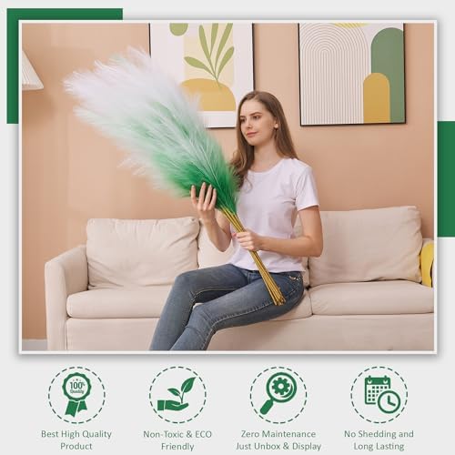 7 Pcs 45 In Faux Pampas Grass Green Gradient