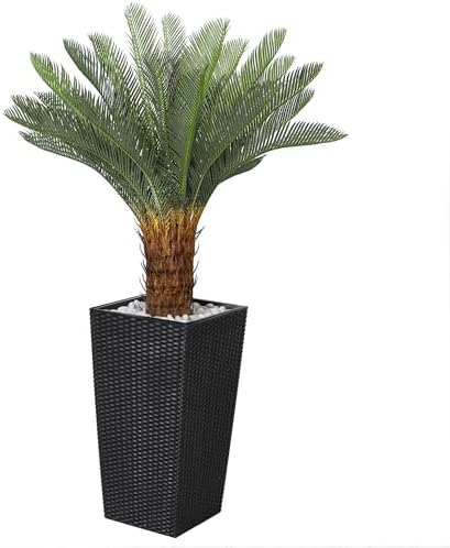 Jocoevol 4FT Artificial Cycas Tree with Planter and Decorative Rocks
