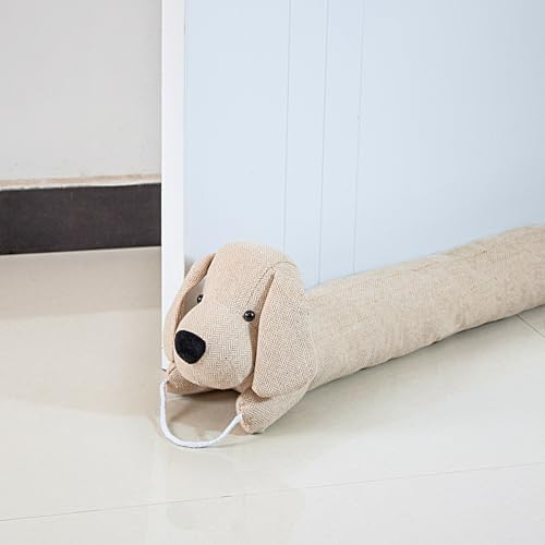 34 Inch Heavy Duty Draft Stopper with Cute Animal Design - Yellow Dog