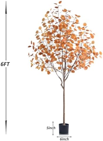 6FT Artificial Eucalyptus Tree for Fall Decor