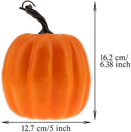 Woration 5 Inch Artificial Orange Pumpkin Decor