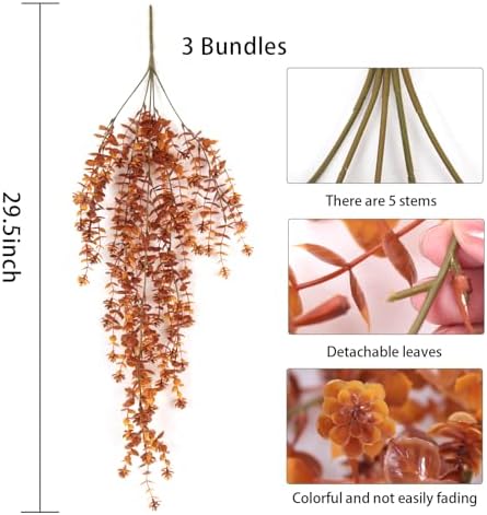 Fall Flower Artificial Hanging Plants Set of 3