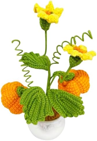 Magicherry Crochet Pumpkin Potted Plants Decor