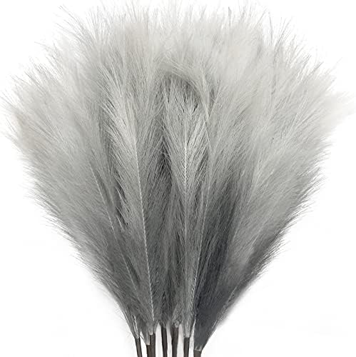 8Pcs 3FT Grey Faux Pampas Grass for Boho Decor