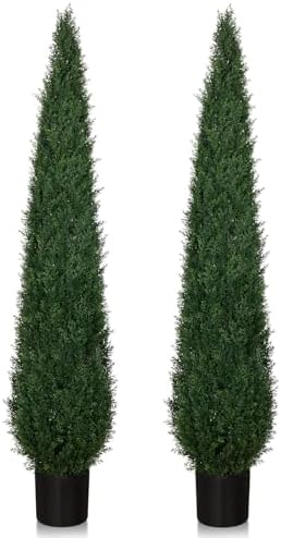 Artificial Cedar Topiary Trees Set of 2