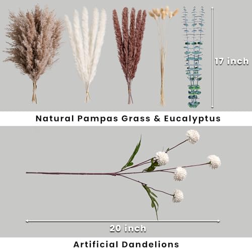 RoseTalk High-End Artificial Flower Bouquet with Dried Pampas Grass