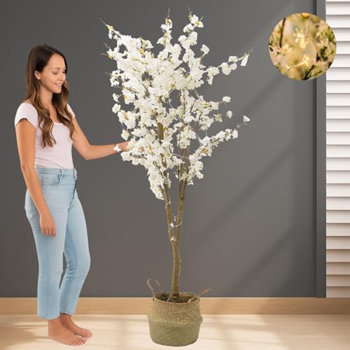 6ft Light Up Cherry Blossom Tree with Plant Basket