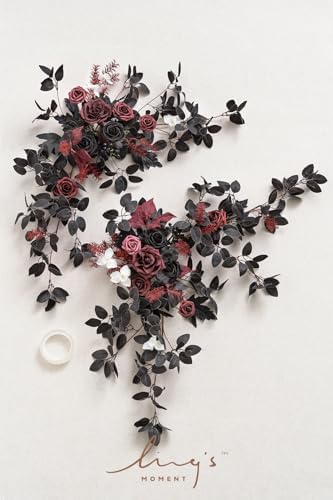 Lings Moment 2PCS Black Arch Flowers Artificial Floral Swags Centerpieces