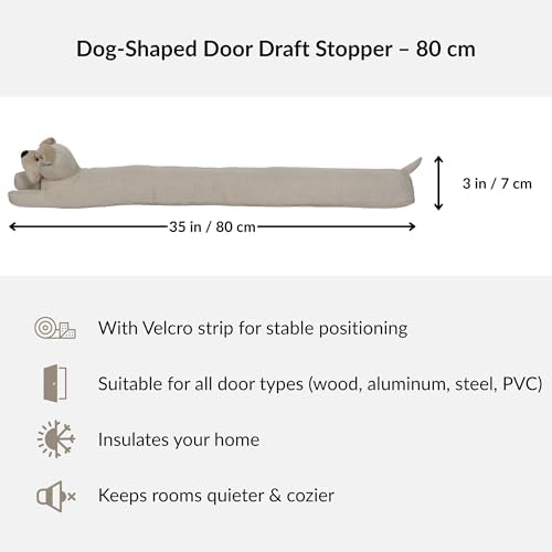 Adorable Dog Draft Stopper 35 Inch Oat Biscuit