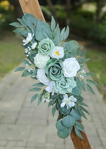 Udoula Artificial Sage Green Wedding Arch Flowers Swags Set of 2