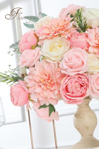 Floweroyal Artificial Flowers Rose Dahlia Set for Wedding DIY
