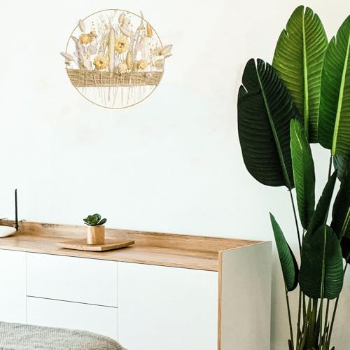 Boho Hoop with Earthy Beige Flowers for Natural Interiors