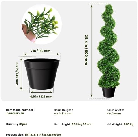 5 Foot Artificial Boxwood Spiral Topiary Tree with Replaceable Leaves