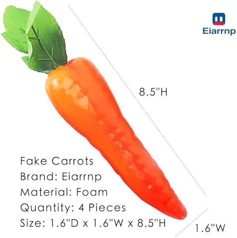 4 Pcs Artificial Carrots for Home Kitchen Decor