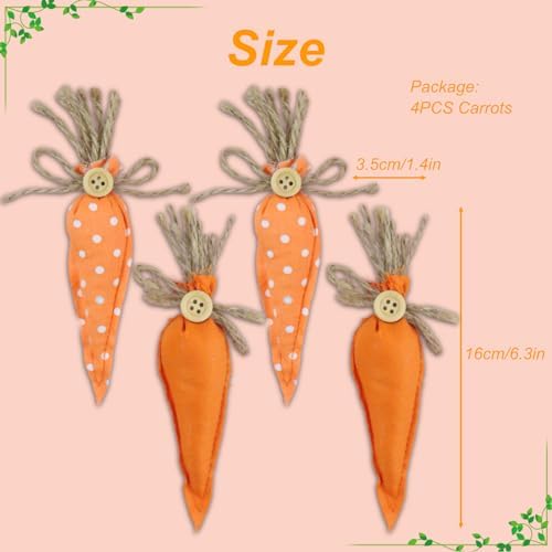 4PCS Easter Artificial Fabric Carrots Decorations