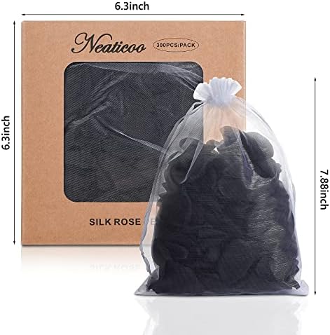 Neaticoo 300pcs Black Silk Rose Petals for Wedding Decorations