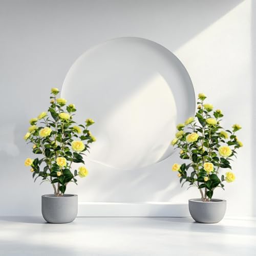 Artificial Camellia Tree 34ft Fake Plants 2 Yellow