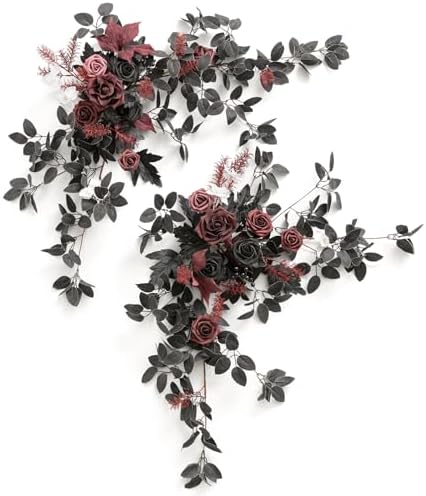 Lings Moment 2PCS Black Arch Flowers Artificial Floral Swags Centerpieces
