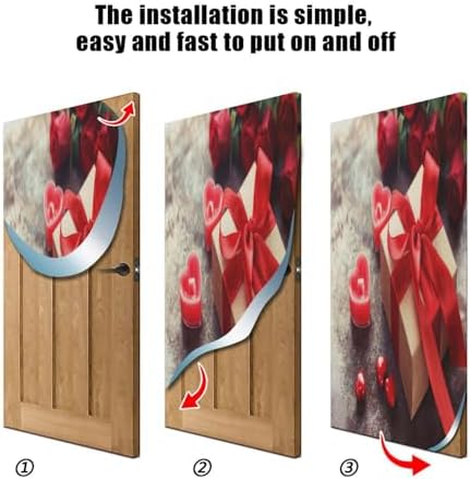 Susiyo Red Door Cover Stretchy Festive Decor 35x79 Inch