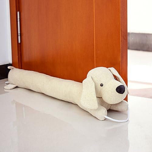 34 Inch Heavy Duty Draft Stopper with Cute Animal Design - Yellow Dog