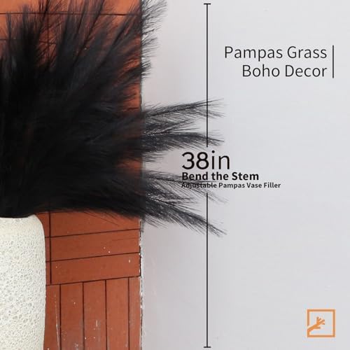 ZIFTY 7-Pcs 38 Black Pampas Grass Artificial Flower Set