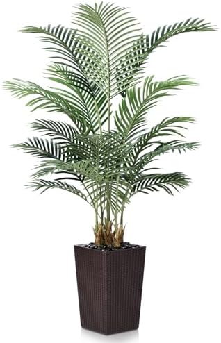 5FT Artificial Palm Tree with Brown Taper Planter and Pebbles