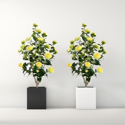 Artificial Camellia Tree 34ft Fake Plants 2 Yellow