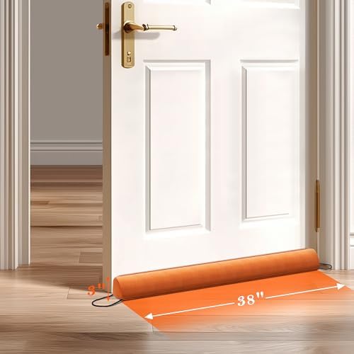 Sunolga 38 Inch Weighted Door Draft Stopper - Orange
