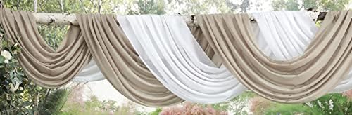 Warm Home Designs White Brown Chiffon Wedding Arch Drapery Fabric 24 Feet