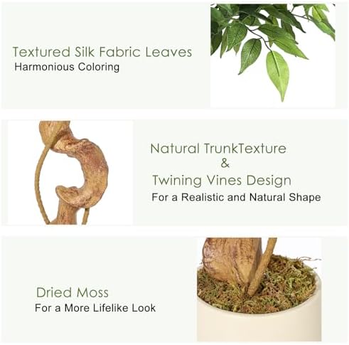 GarveeHome 6 Feet Ficus Artificial Tree with Curved Trunk