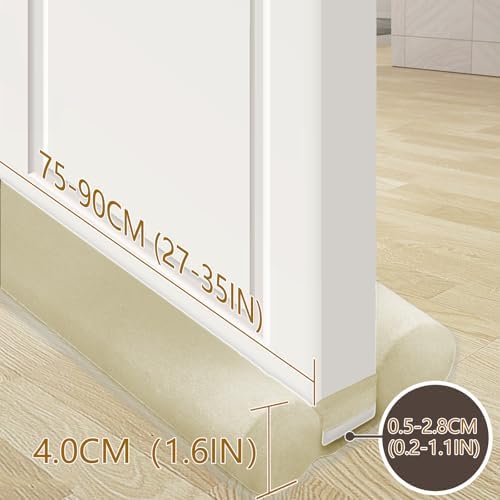 JUJIBL Under Door Draft Stopper 35 Inch Beige
