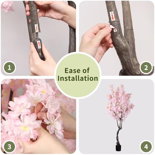 68ft Tall Pink Artificial Cherry Blossom Tree with Sturdy Pot