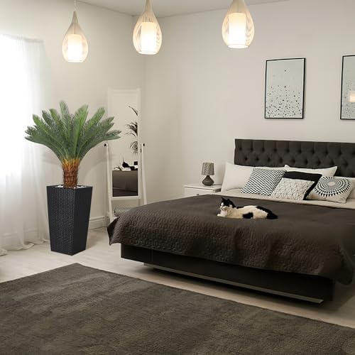 Jocoevol 4FT Artificial Cycas Tree with Planter and Decorative Rocks
