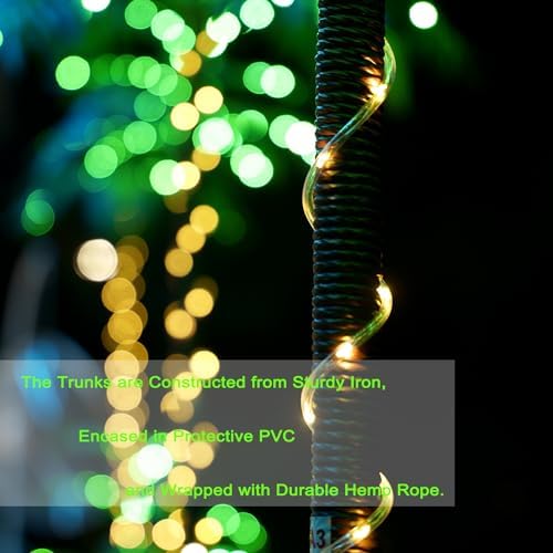 7FT Lighted Artificial Palm Tree with 3 Trunks and 260 LED Lights