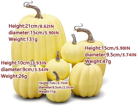 7Pcs Artificial Pumpkins Faux Foam Fall Decor Yellow