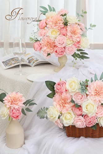Floweroyal Artificial Flowers Rose Dahlia Set for Wedding DIY