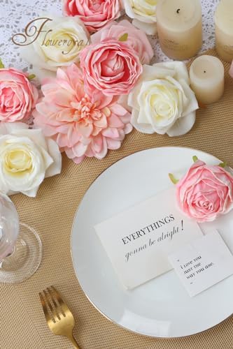 Floweroyal Artificial Flowers Rose Dahlia Set for Wedding DIY