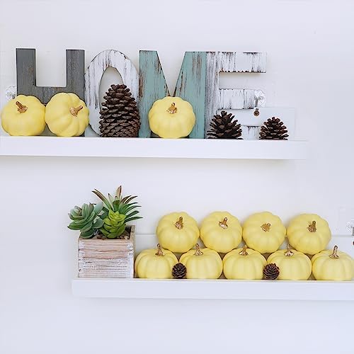 Winlyn 12 Pcs Artificial Yellow Pumpkins for Fall Decor